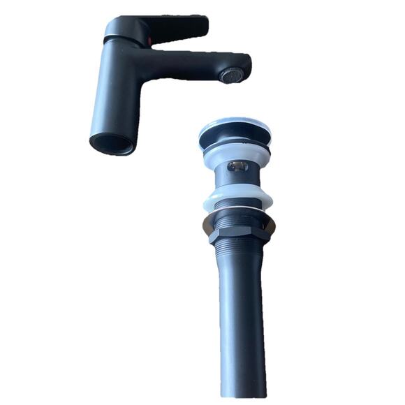 BWE Bathroom Sink Pop Up Drain With Overflow In Matte Black {67} - Picture 1 of 14